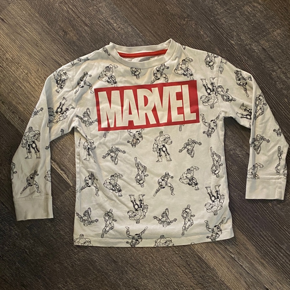 Marvel Kids Long Sleeve Tee - White with Red Logo